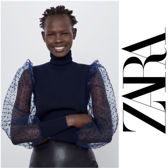 Zara Sweaters - NWT Zara Organza sleeve sweater - Size Large